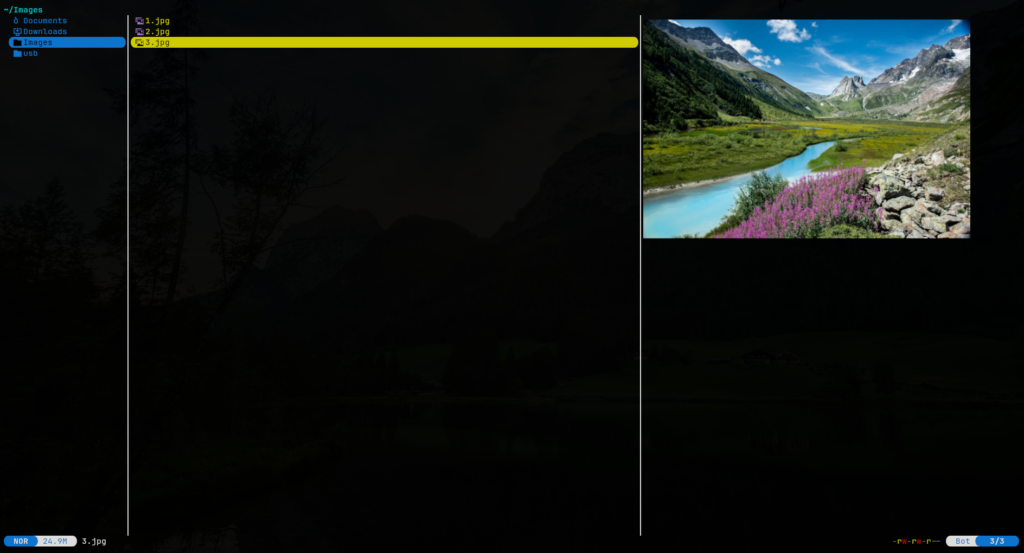 a screenshoot of yazi terminal file manager